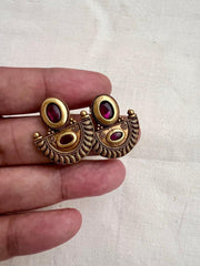 Antique Gold polish ruby studs-Earrings-CI-House of Taamara