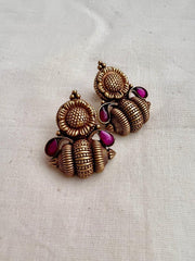 Antique Gold polish ruby studs-Earrings-CI-House of Taamara