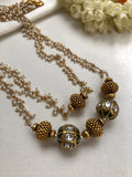 Antique beads kundan beads and pearls bunch chain-Silver Neckpiece-PL-House of Taamara