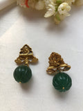 Antique earrings with green fluoride globe beads-Earrings-PL-House of Taamara
