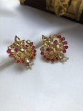 Antique earrings with ruby and kundan-Earrings-PL-House of Taamara
