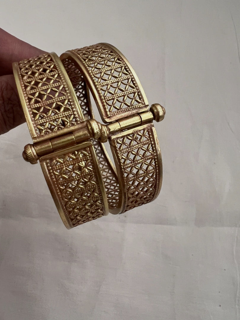 Antique gold polish bangles, PAIR-Silver Bracelet-CI-House of Taamara