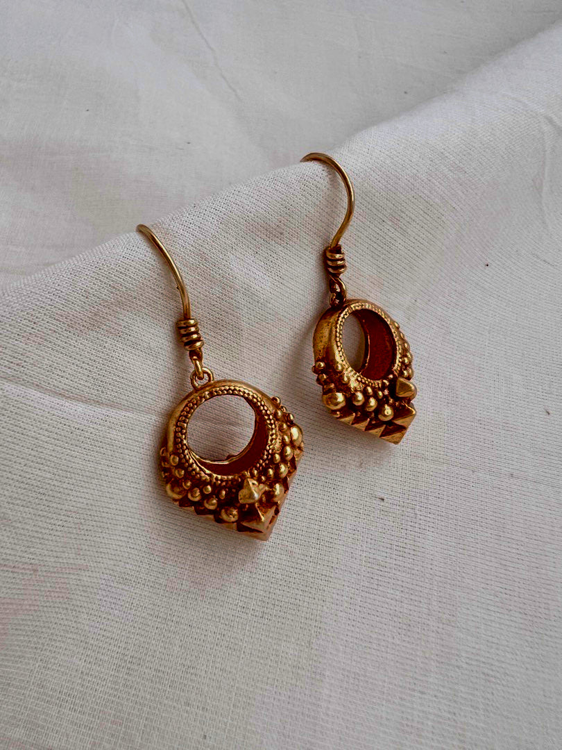 Antique gold polish chettinad style earrings-Earrings-CI-House of Taamara