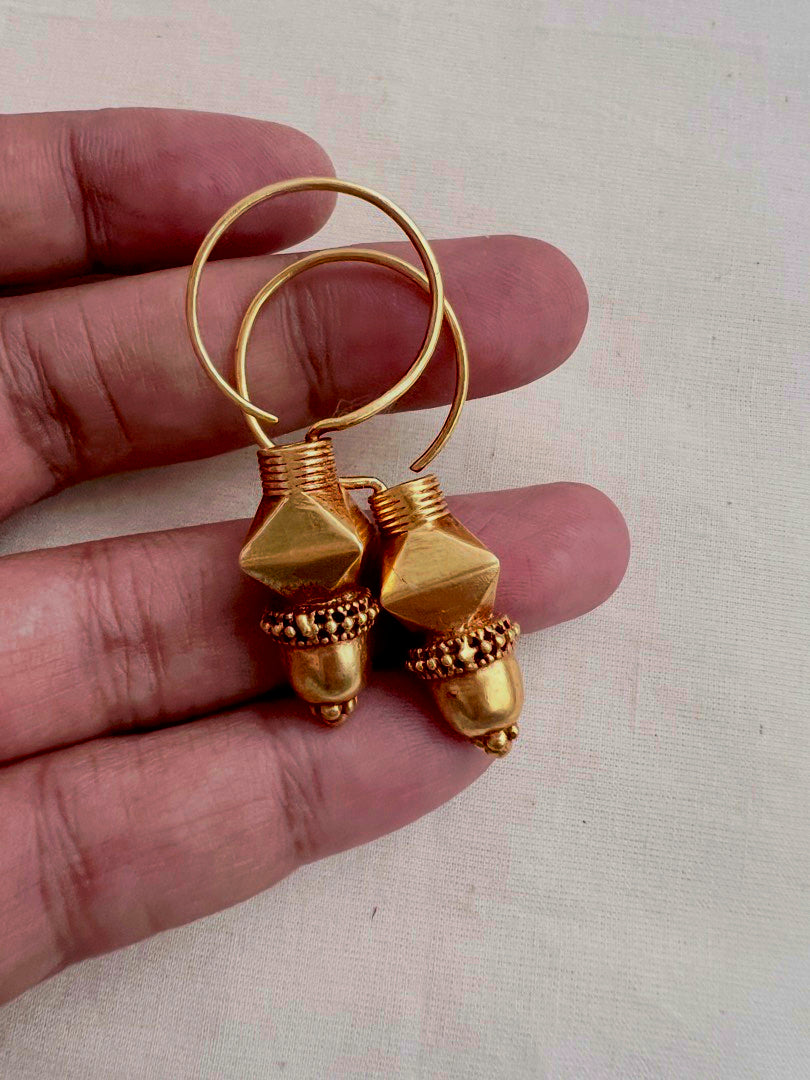 Antique gold polish chettinad style earrings-Earrings-CI-House of Taamara