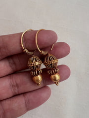 Antique gold polish chettinad style earrings-Earrings-CI-House of Taamara