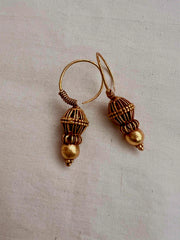 Antique gold polish chettinad style earrings-Earrings-CI-House of Taamara