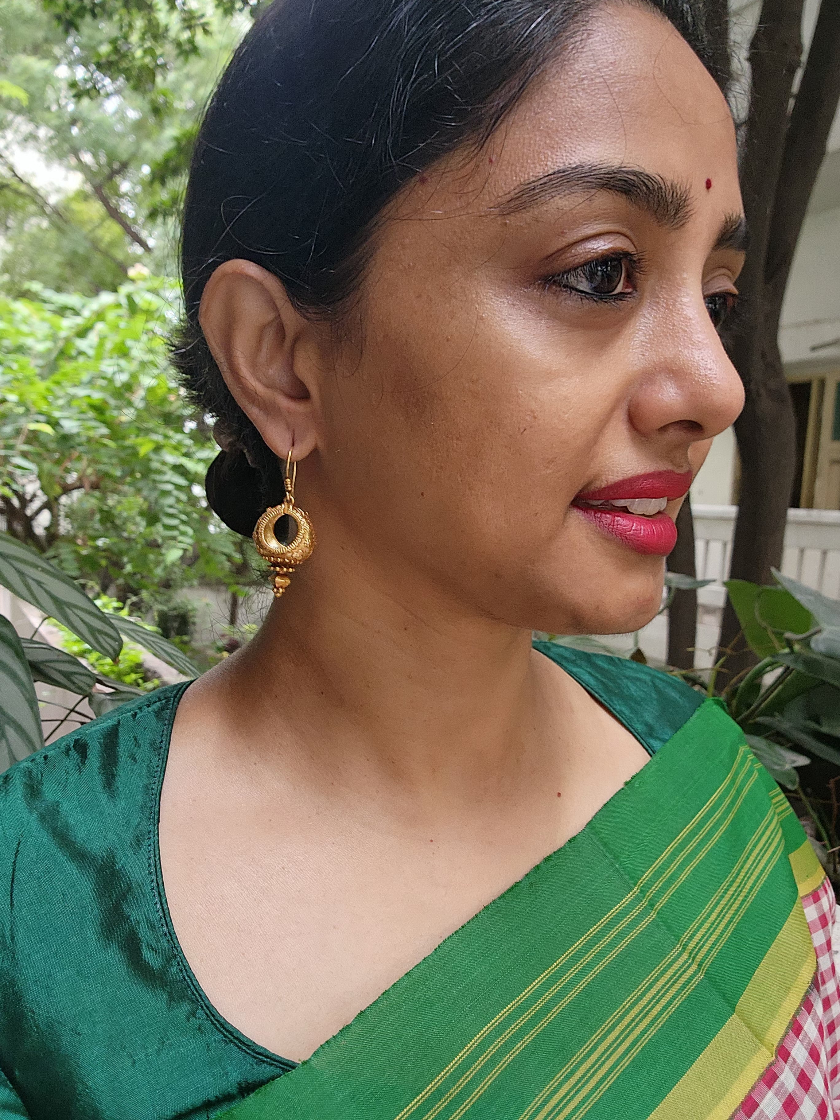 Antique gold polish chettinad style earrings-Earrings-CI-House of Taamara