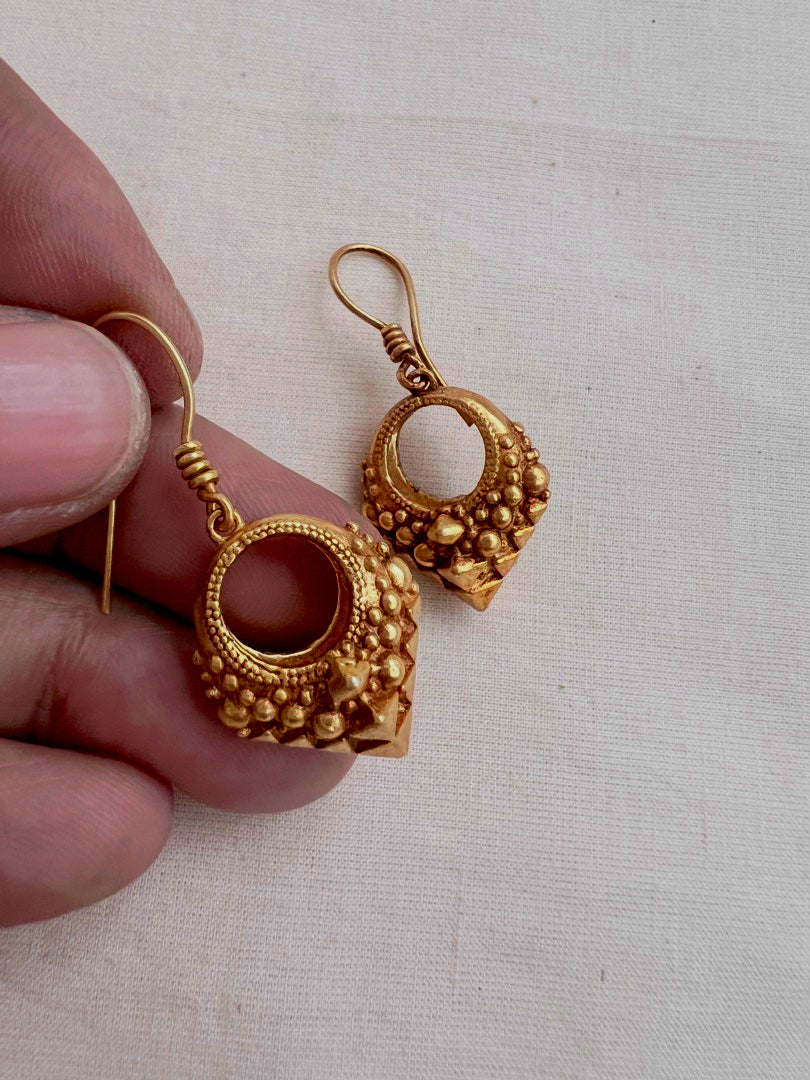 Antique gold polish chettinad style earrings-Earrings-CI-House of Taamara