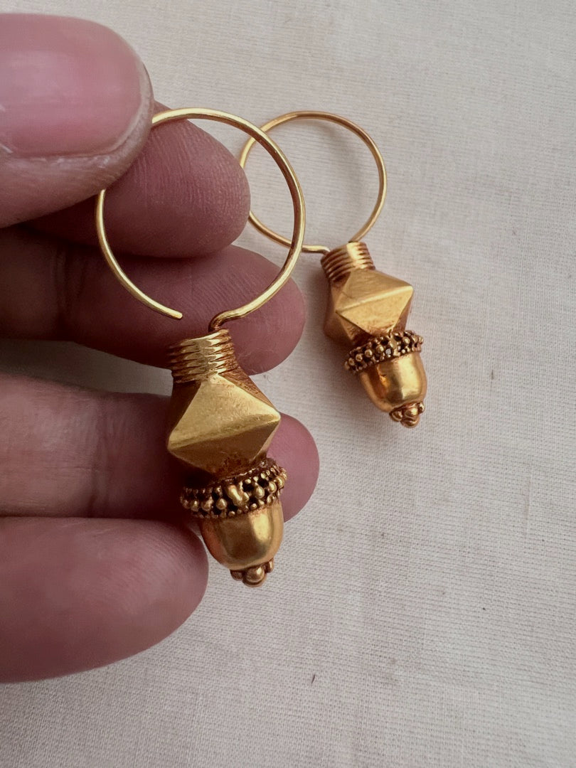 Antique gold polish chettinad style earrings-Earrings-CI-House of Taamara