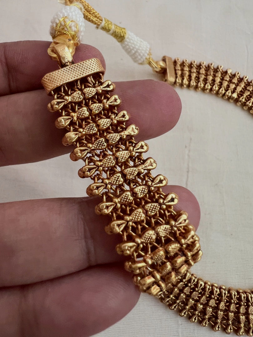 Antique gold polish choker-Silver Neckpiece-CI-House of Taamara