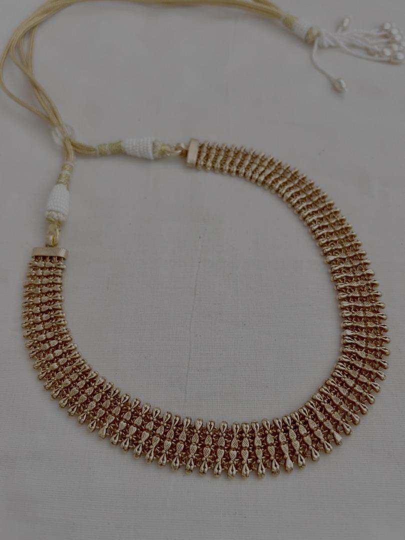 Antique gold polish choker-Silver Neckpiece-CI-House of Taamara
