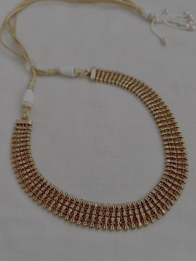 Antique gold polish choker-Silver Neckpiece-CI-House of Taamara
