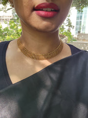 Antique gold polish choker-Silver Neckpiece-CI-House of Taamara