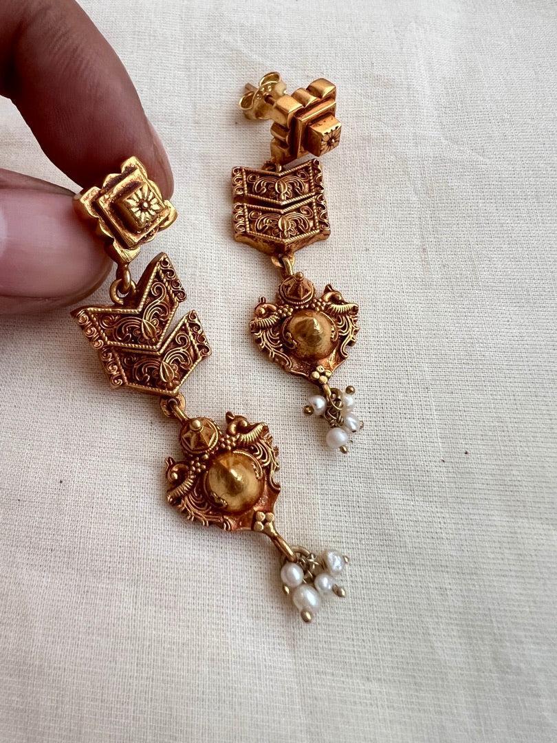 Antique gold polish earrings-Earrings-CI-House of Taamara