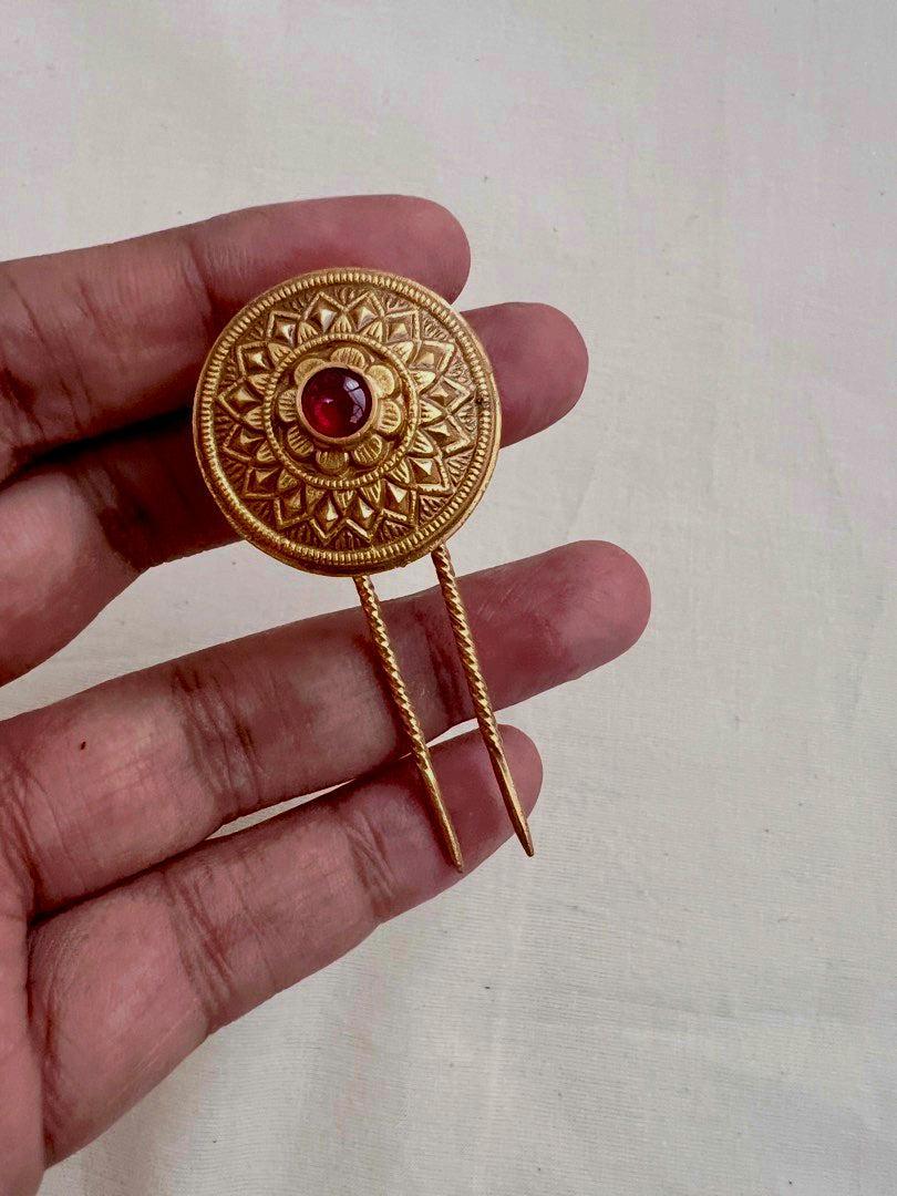 Antique gold polish hair clip-Silver Neckpiece-CI-House of Taamara