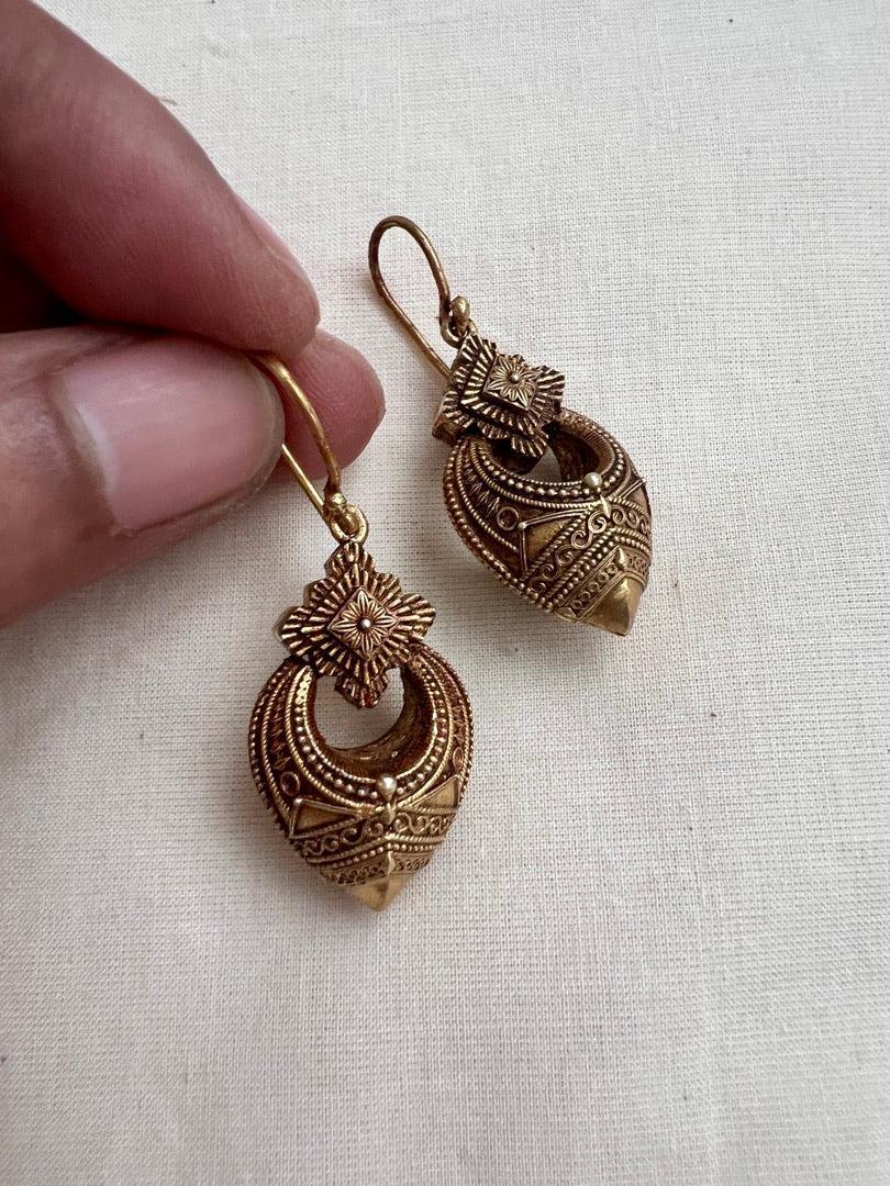 Antique gold polish hangings-Earrings-CI-House of Taamara