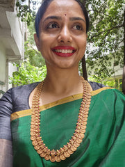 Antique gold polish kasamala necklace with ruby stones-Silver Neckpiece-CI-House of Taamara