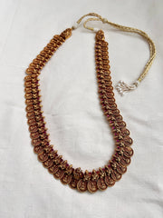 Antique gold polish kasamala necklace with ruby stones-Silver Neckpiece-CI-House of Taamara