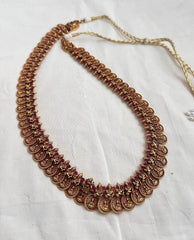 Antique gold polish kasumala necklace with ruby stones-Silver Neckpiece-CI-House of Taamara