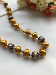 Antique gold polish kundan beads & gundu beads-Silver Neckpiece-PL-House of Taamara