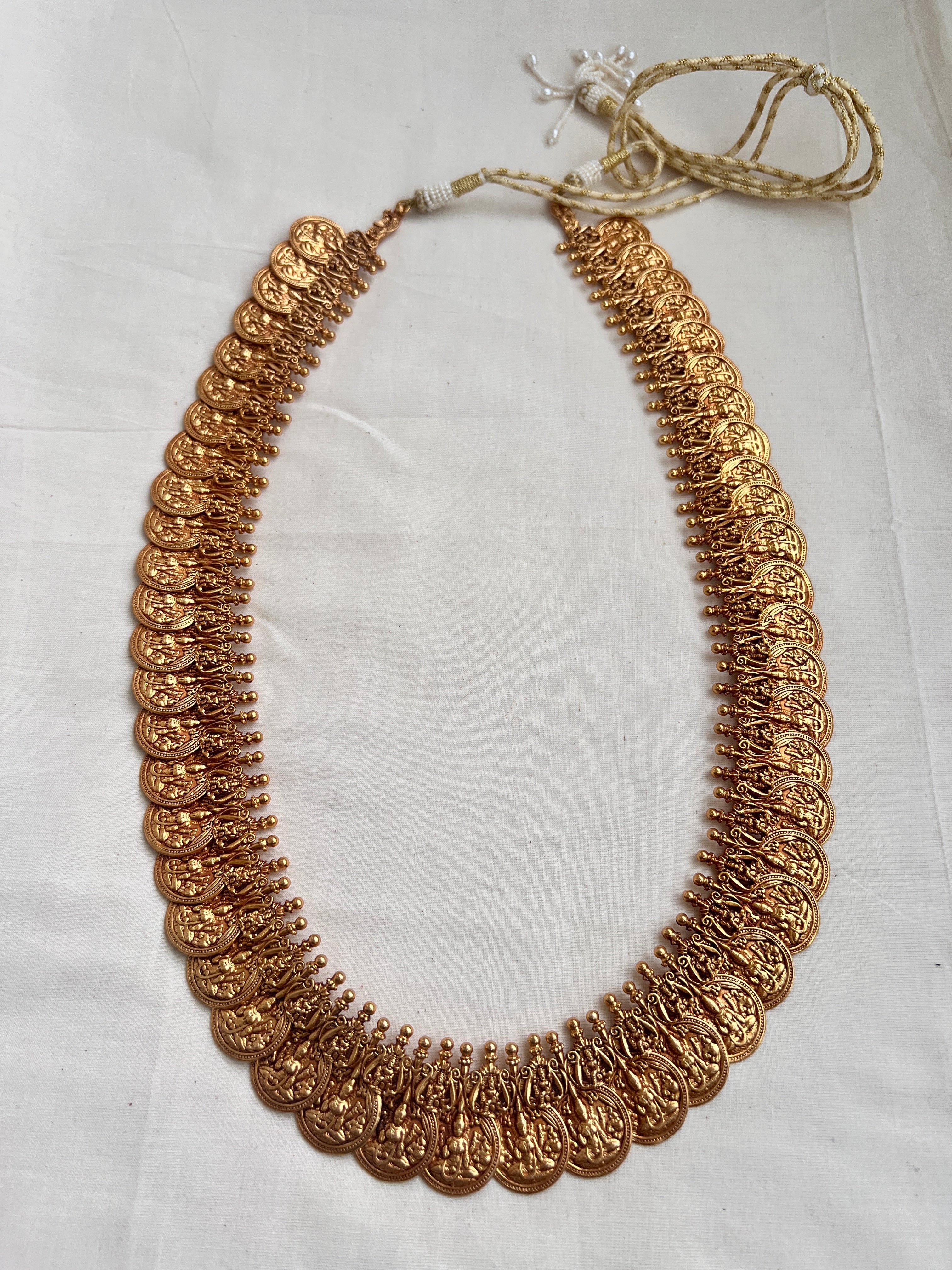 Antique gold polish long kasumala necklace-Silver Neckpiece-CI-House of Taamara