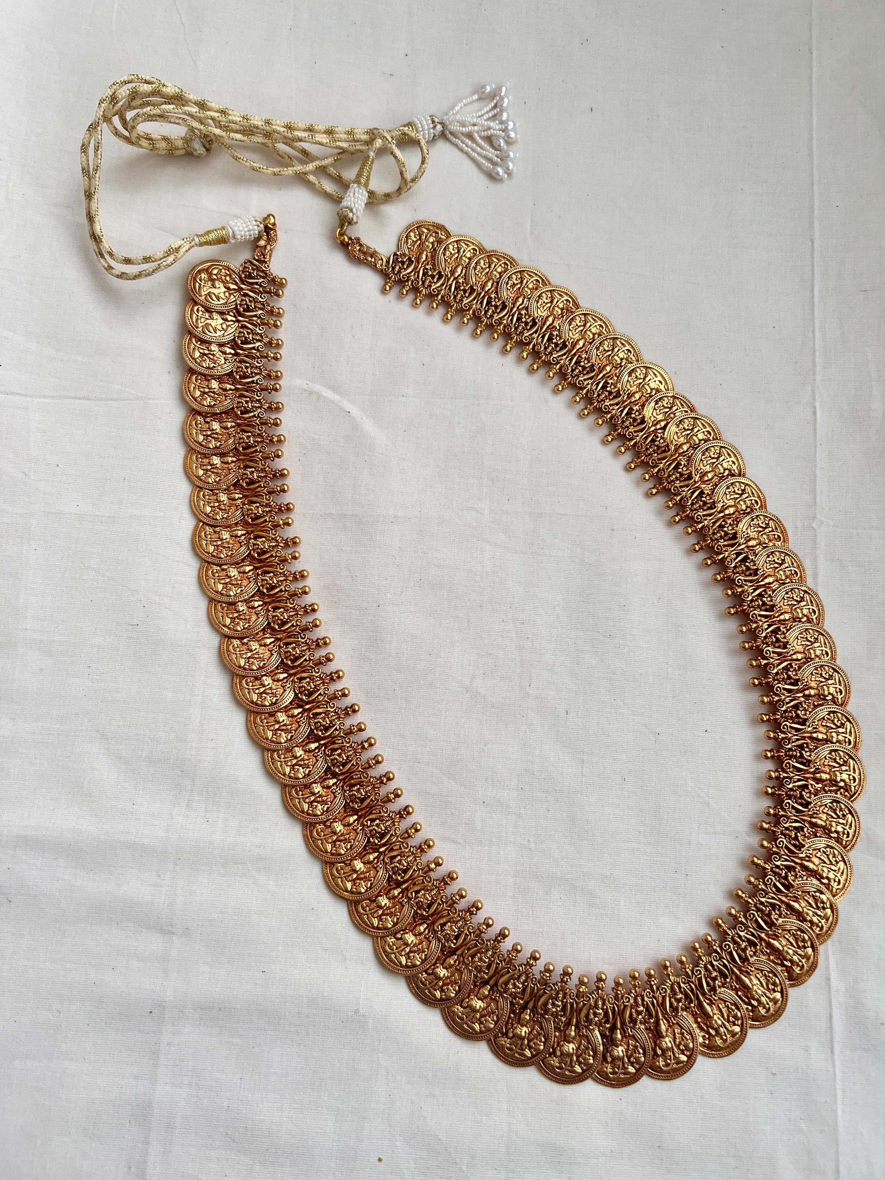 Antique gold polish long kasumala necklace-Silver Neckpiece-CI-House of Taamara