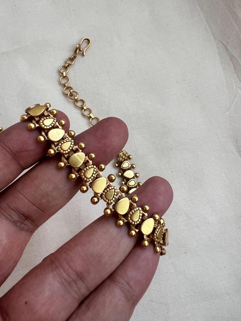 Antique gold polish necklace-Silver Neckpiece-CI-House of Taamara