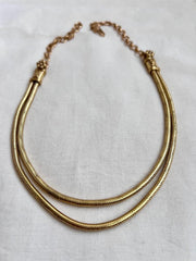 Antique gold polish necklace-Silver Neckpiece-CI-House of Taamara