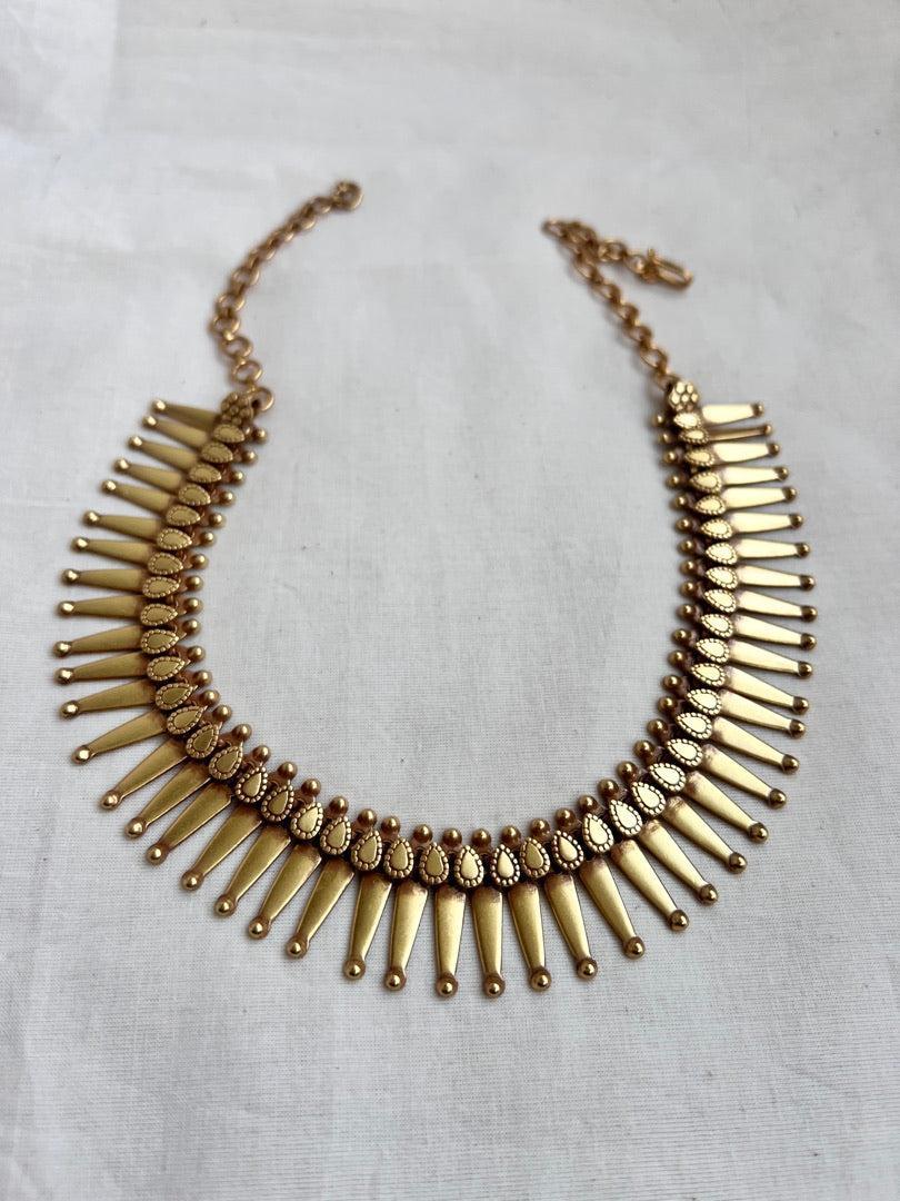 Antique gold polish necklace-Silver Neckpiece-CI-House of Taamara