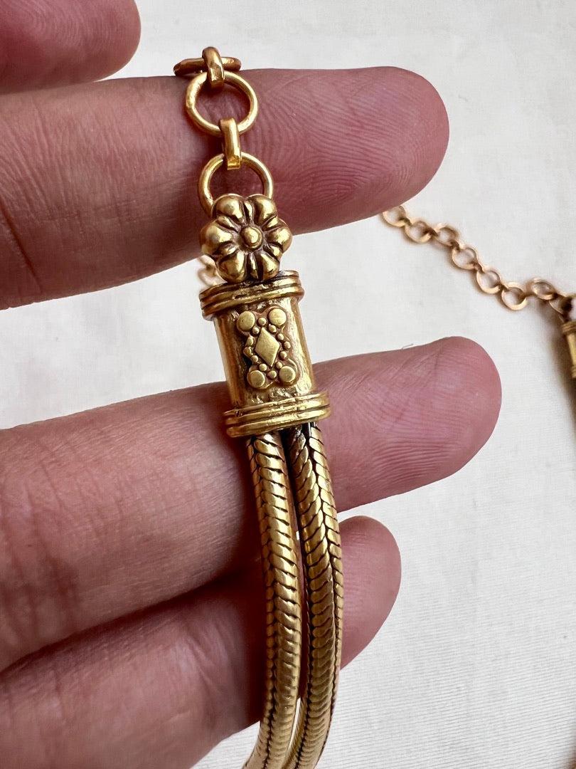 Antique gold polish necklace-Silver Neckpiece-CI-House of Taamara