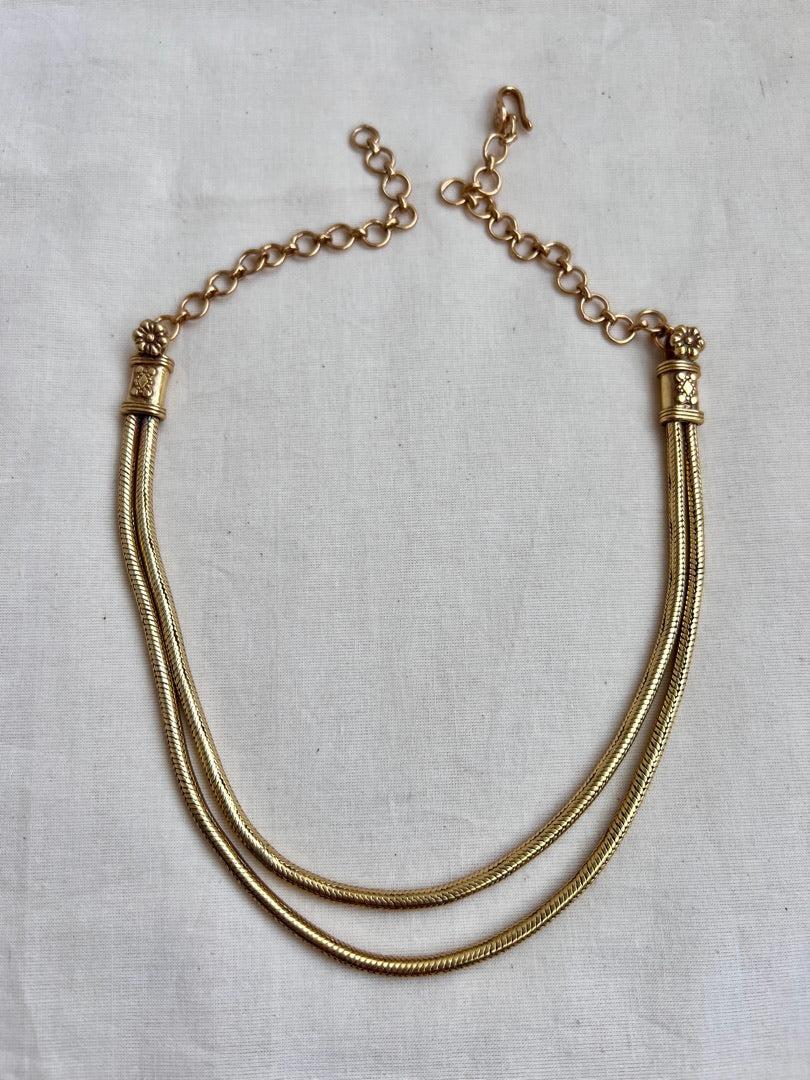 Antique gold polish necklace-Silver Neckpiece-CI-House of Taamara
