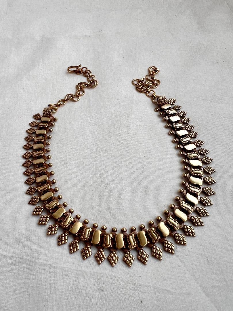 Antique gold polish necklace-Silver Neckpiece-CI-House of Taamara