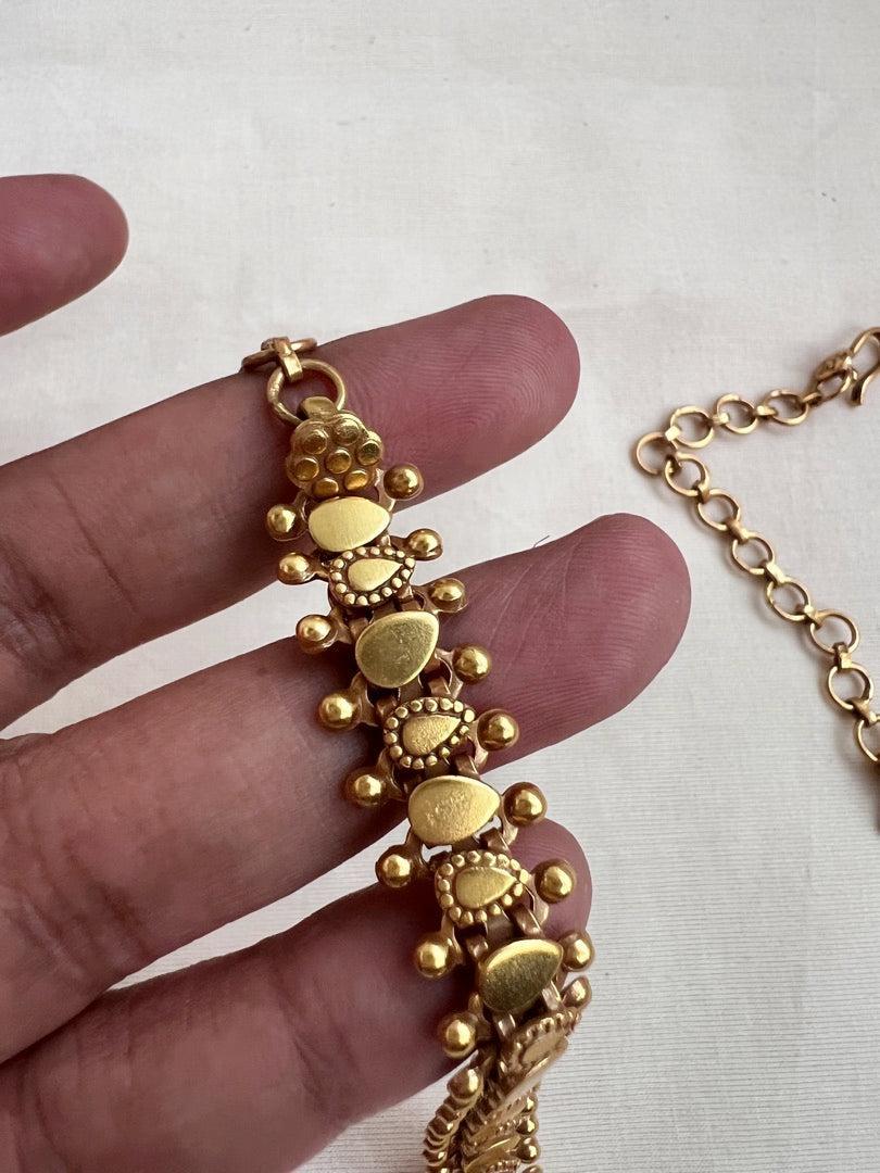 Antique gold polish necklace-Silver Neckpiece-CI-House of Taamara