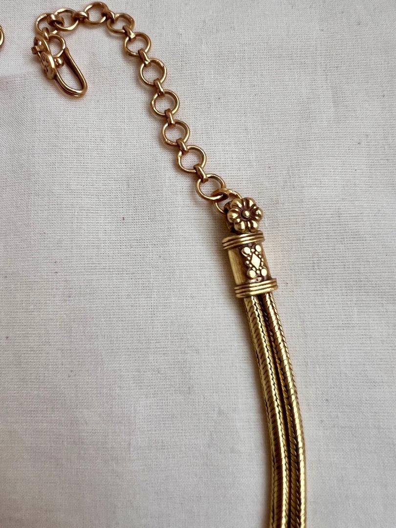 Antique gold polish necklace-Silver Neckpiece-CI-House of Taamara