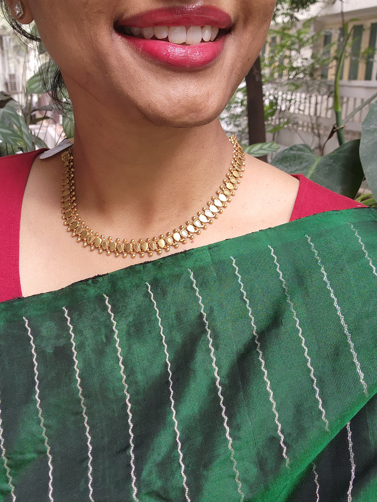 Antique gold polish necklace-Silver Neckpiece-CI-House of Taamara