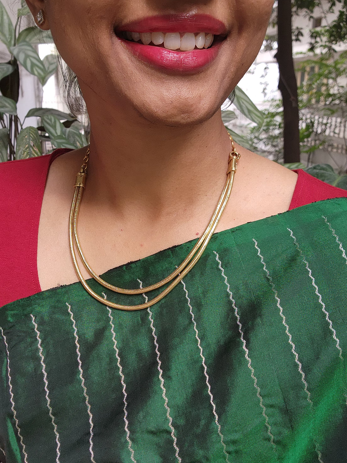 Antique gold polish necklace-Silver Neckpiece-CI-House of Taamara