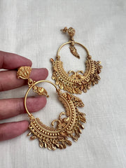 Antique gold polish peacock hangings-Earrings-CI-House of Taamara