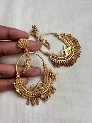 Antique gold polish peacock hangings-Earrings-CI-House of Taamara