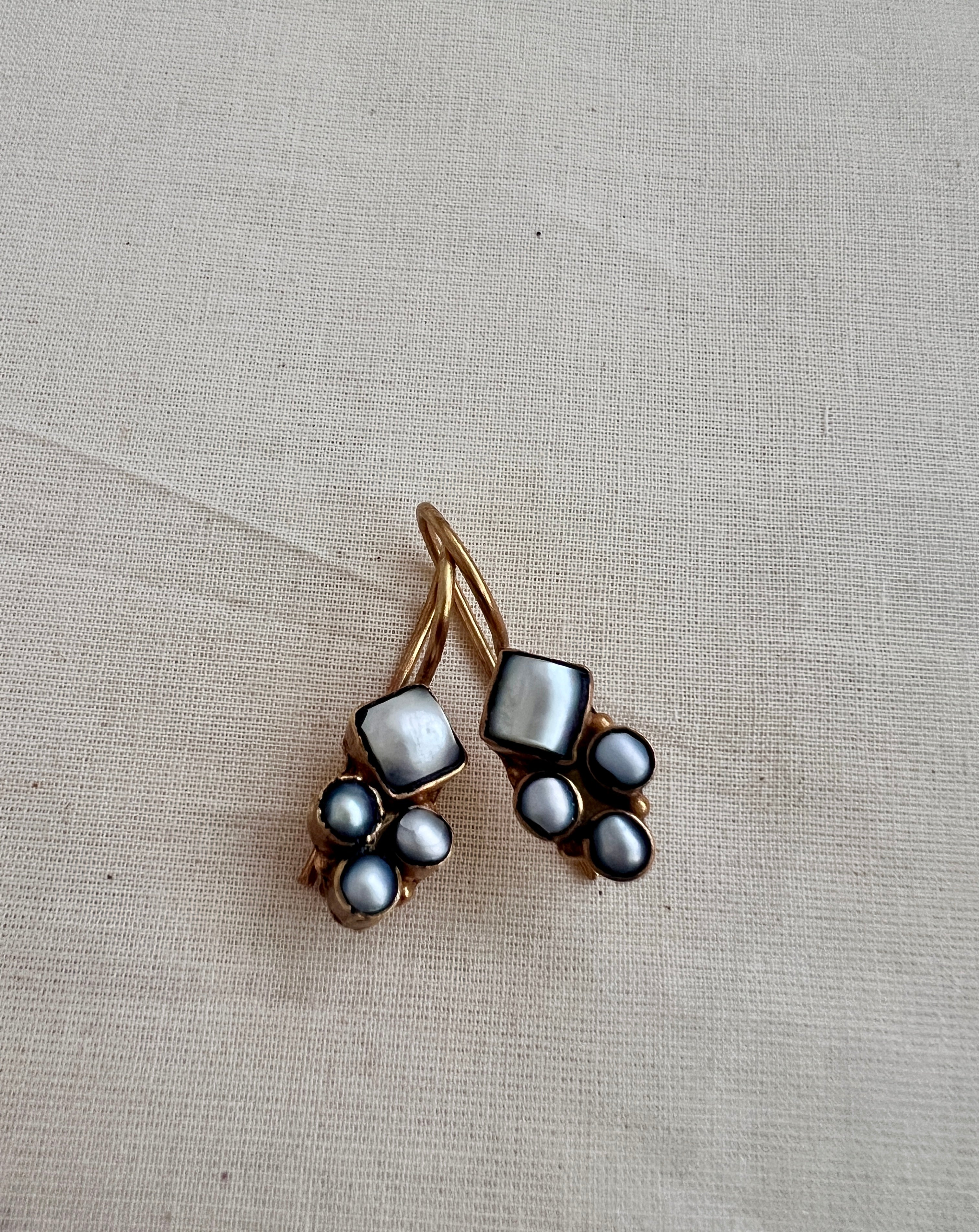 Antique gold polish pearl hangings-Earrings-CI-House of Taamara