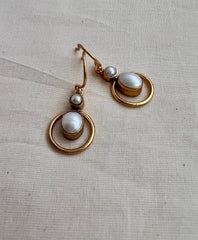 Antique gold polish pearl hangings-Earrings-CI-House of Taamara