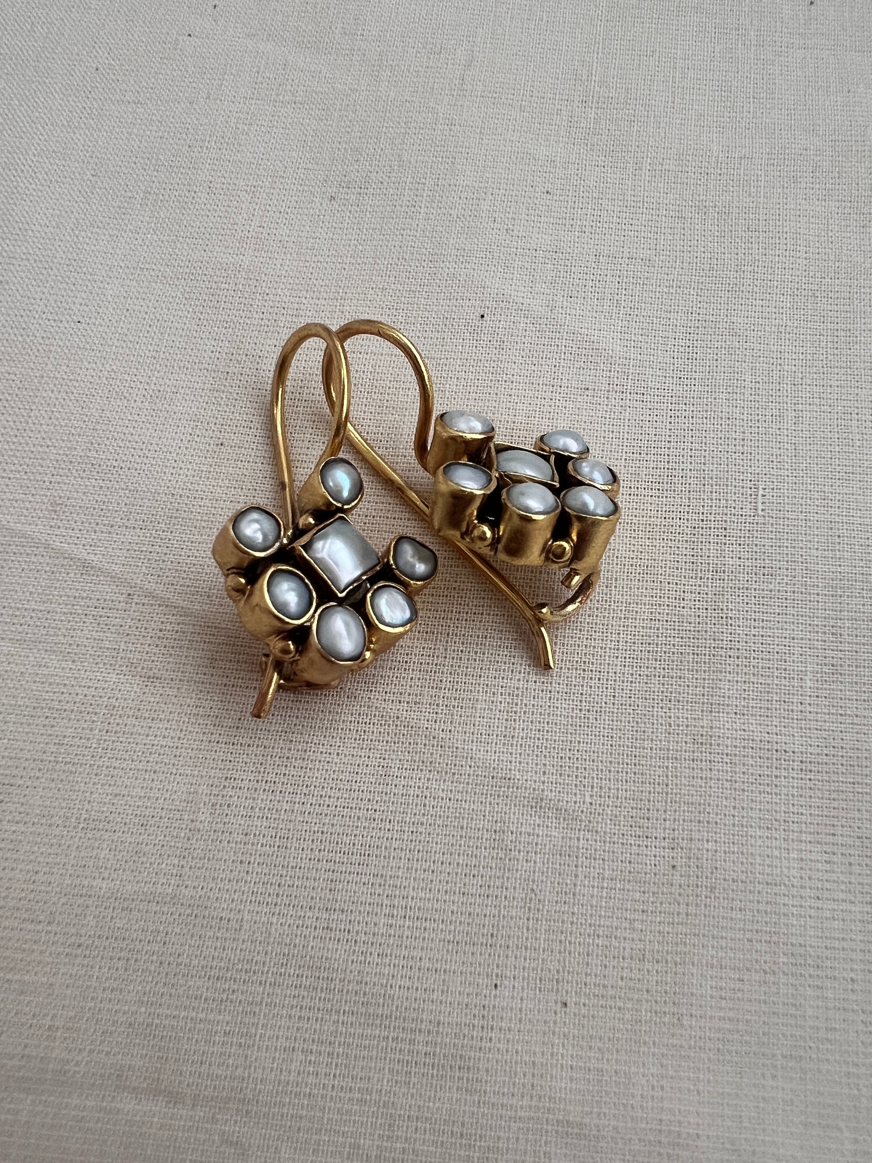 Antique gold polish pearl hangings-Earrings-CI-House of Taamara