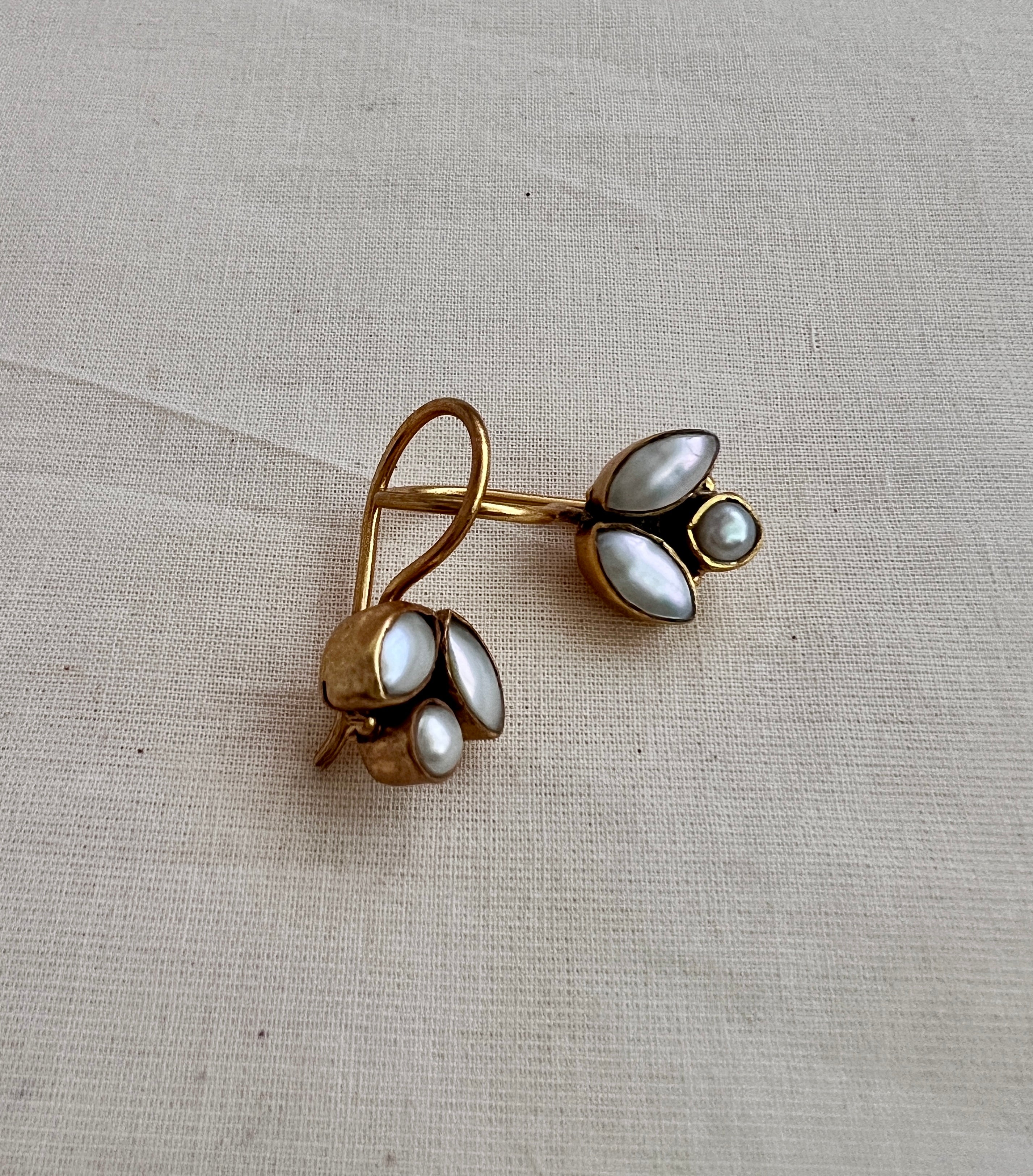 Antique gold polish pearl hangings-Earrings-CI-House of Taamara