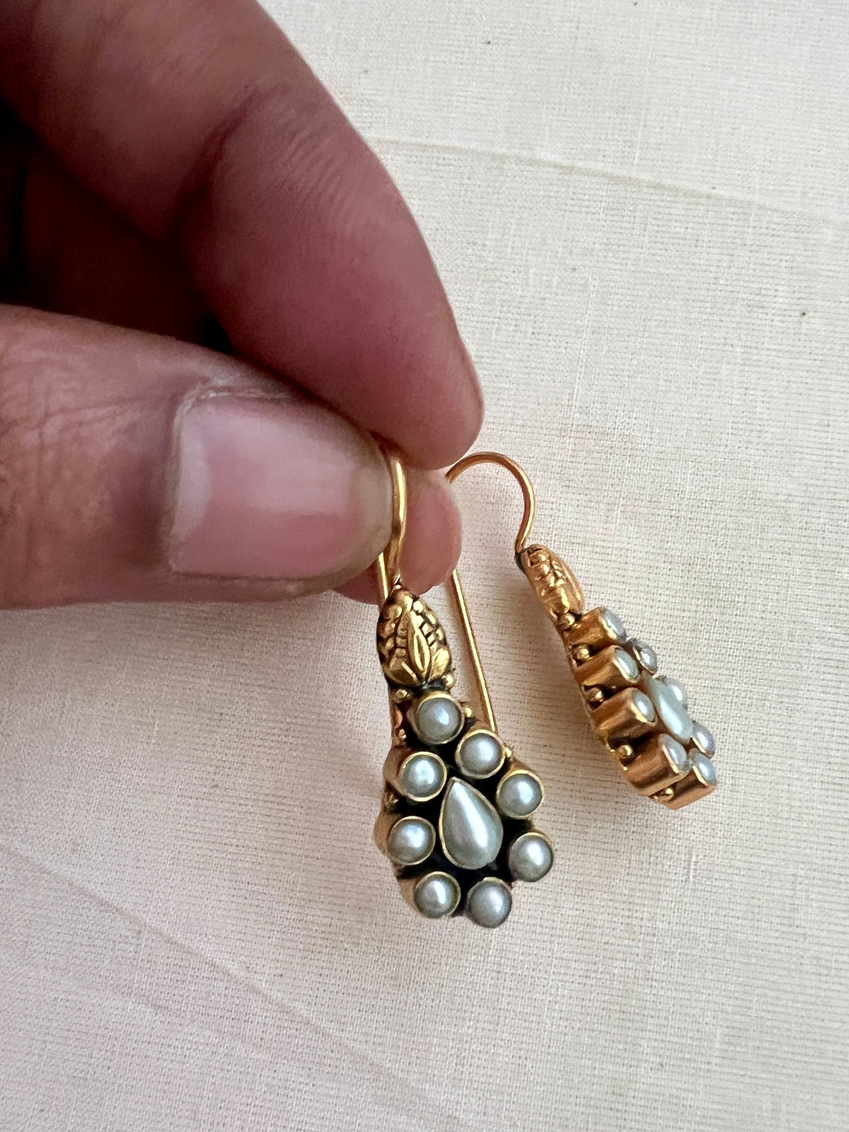 Antique gold polish pearl hangings-Earrings-CI-House of Taamara