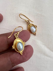 Antique gold polish pearl hangings-Earrings-CI-House of Taamara