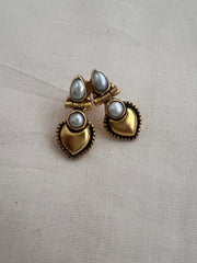 Antique gold polish pearl studs-Earrings-CI-House of Taamara