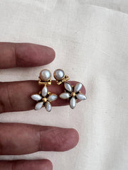 Antique gold polish pearl studs-Earrings-CI-House of Taamara