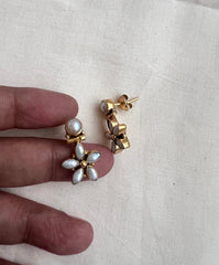 Antique gold polish pearl studs-Earrings-CI-House of Taamara