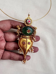 Antique gold polish pendant with hasli-Silver Neckpiece-CI-House of Taamara