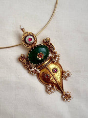 Antique gold polish pendant with hasli-Silver Neckpiece-CI-House of Taamara