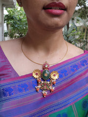 Antique gold polish pendant with hasli-Silver Neckpiece-CI-House of Taamara